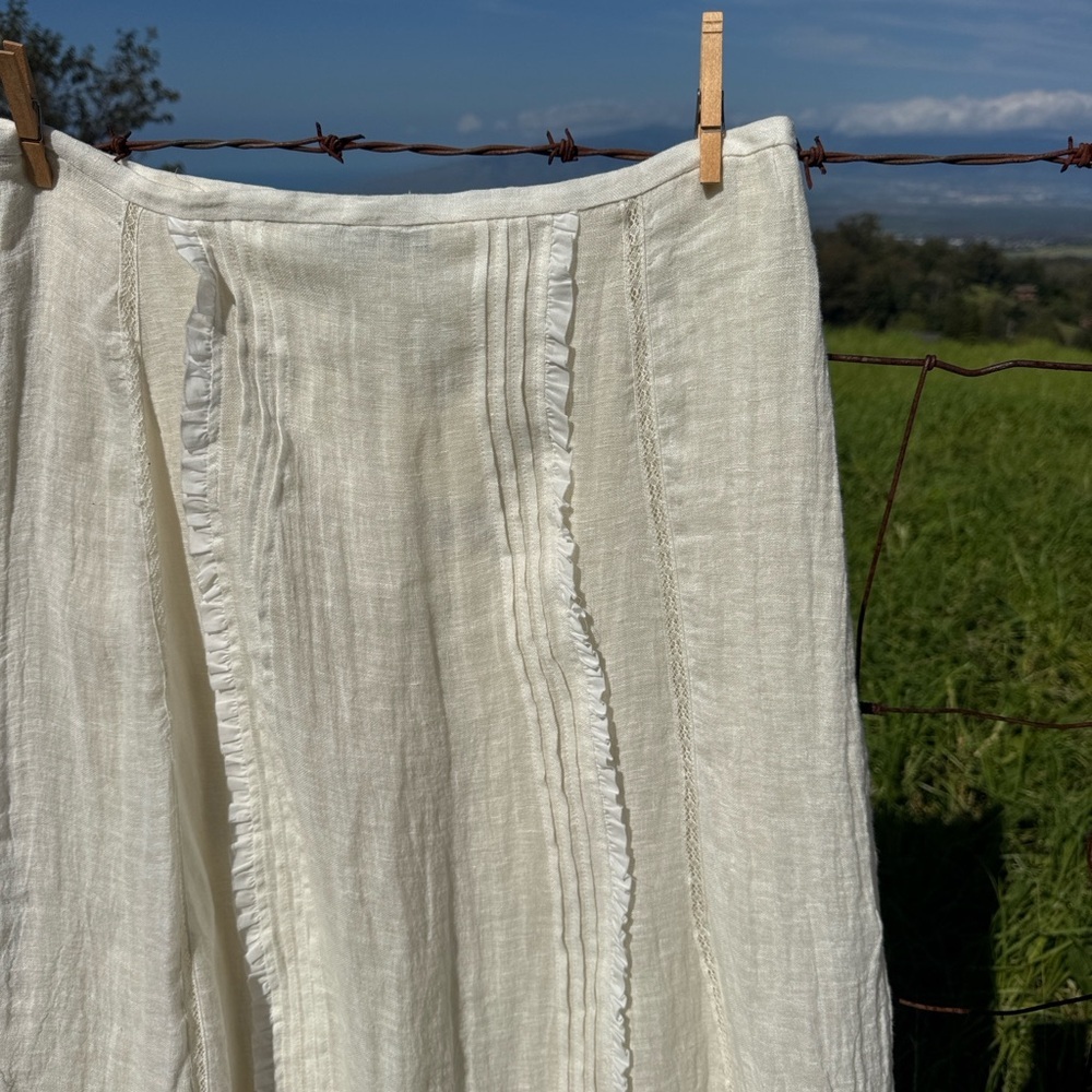 Zara Linen Layered Gauzey Midi Skirt ZW Collection boho chic Cream NWT L - Picture 6 of 8